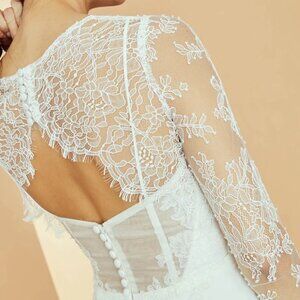 Amsale Ivory Floral Lace Blouse